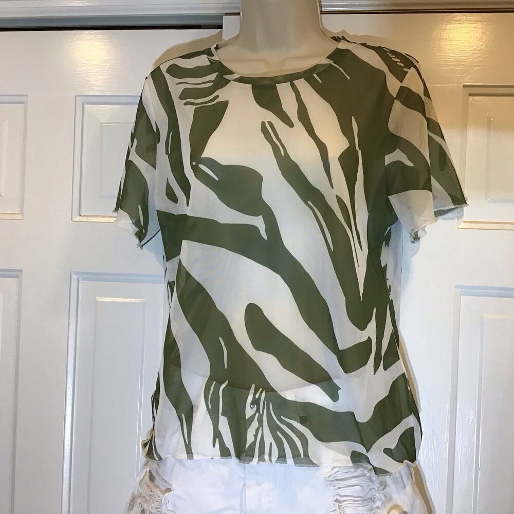 AKIRA Sheer Mesh Garden Party Women Top 1X Short Sleeve Cowgirl Coastal Coquette